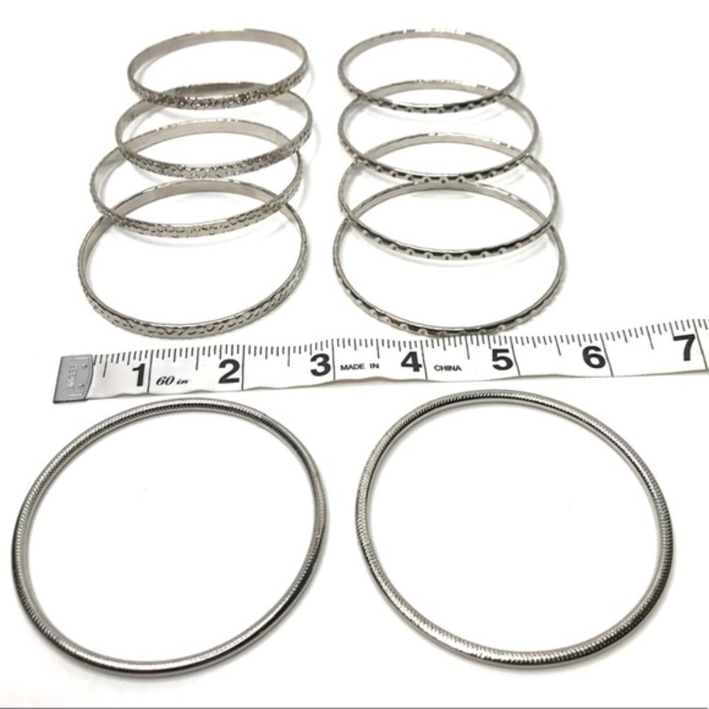 10pc Beautiful Silver Patterned Bangles Bracelet - image 7